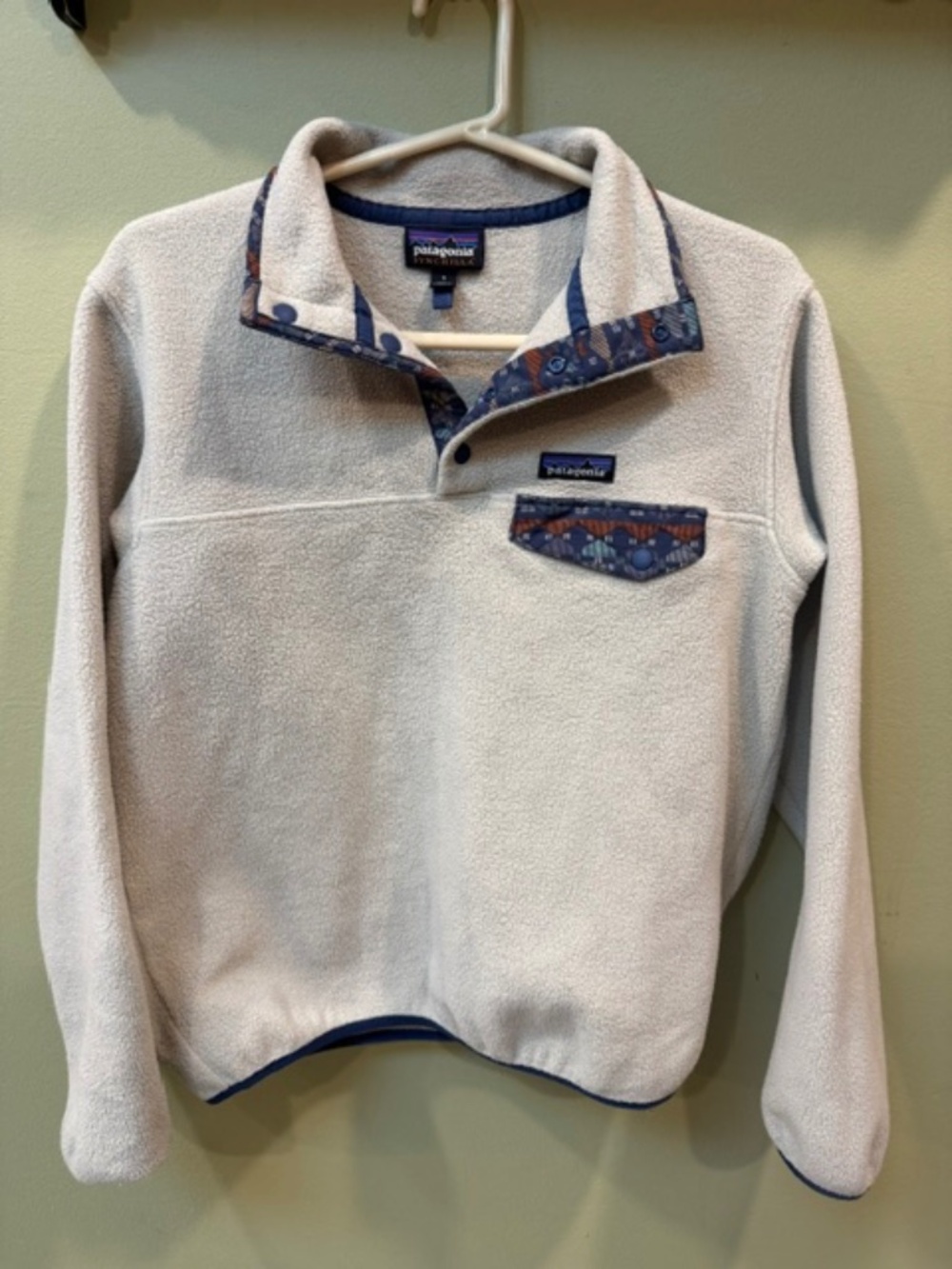 Patagonia Synchilla Fleece Womens S Pelican Snap T Stone Blue Aztec Pullover